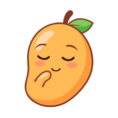  Dreamy Mango Vector Icon – Kawaii Daydreaming Fruit with Soft Smile