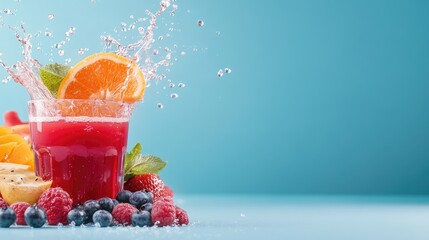 Vibrant smoothie with fresh fruit and splashes