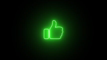 The neon-like icon. Neon Thumb up like symbol. Neon colorful Thumbs up like icon outline stroke.