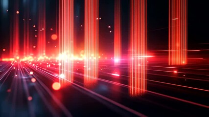 Abstract Red Lights and Particles Motion Background with Glowing Effects for Futuristic - Powered by Adobe