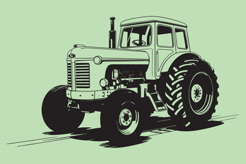 Obraz premium Vintage Tractor Illustration Classic Farm Machinery Artwork
