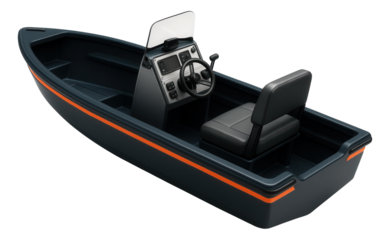 Small patrol skiff with open cockpit and visible console controls
