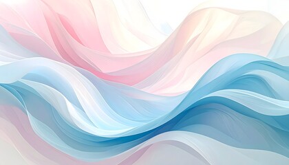 Elegant Layered Silk-Like Abstract in Pastel Blue and Pink Tones