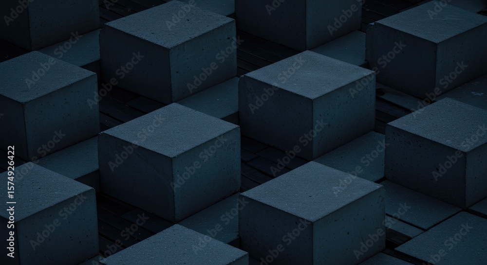 Poster a repeating pattern of dark gray cubes. abstract geometric design