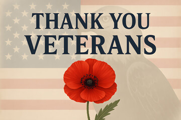 Thank you veterans patriotic american flag poppy flower remembrance day