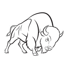 Singular Bison Unique Aspects Presented - Bison vector - Bison Line art - Bison Drawing - Vector Lineart of Bison - Bison icon - its individual distinguishing traits

