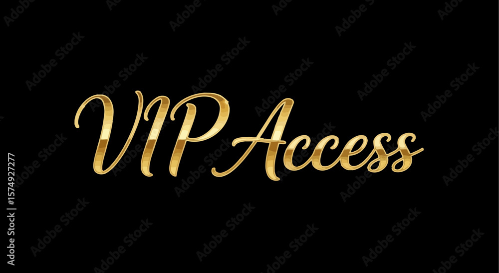 Poster vip access golden text effect vector editable for graphic design and luxury branding and promotion u