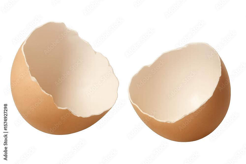 Poster fragile eggshells scattered on clear surface, representing vulnerability, potential, and transformat