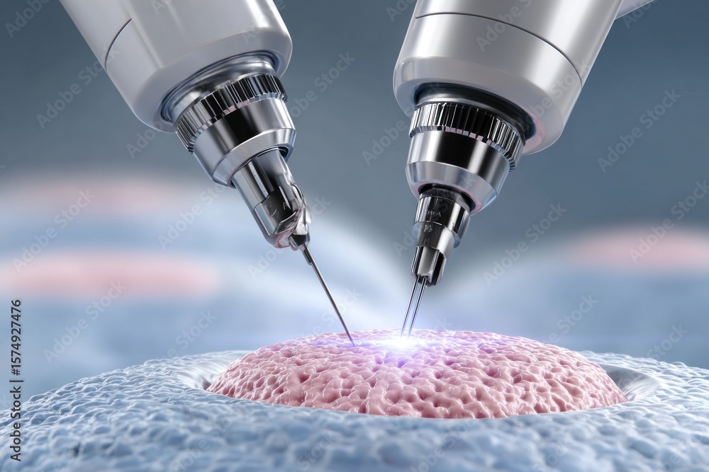 Fototapete nanorobots injecting cell with targeted drug delivery system