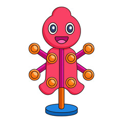Obraz premium Pink cartoon character with orange circles and blue base vector