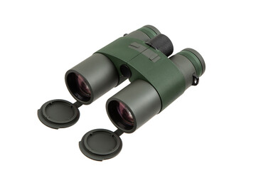 Green Binoculars with Open Lens Caps