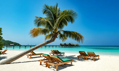 Tropical Paradise Beach Relaxation and Palm Tree Serenity