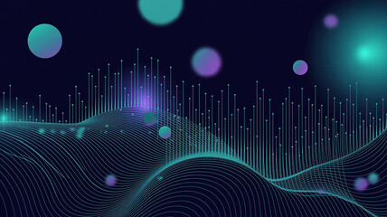Abstract Teal and Purple Digital Wave Background
