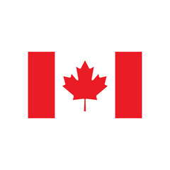 A simple depiction of the canadian flag featuring red bars and a maple leaf on a white background