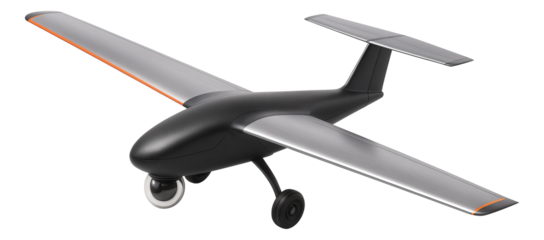 Reconnaissance UAV with a low-profile fuselage and high-mounted wings