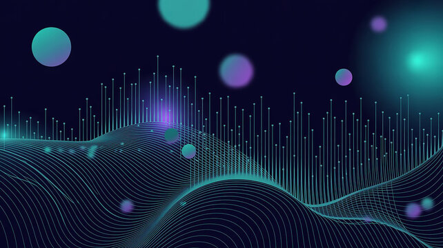 Abstract Teal and Purple Digital Wave Background
