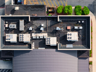 Hvac fans on a commercial roof