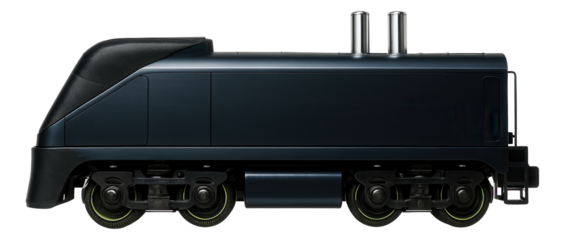 Streamlined diesel switcher with a tapered hood and dual exhausts