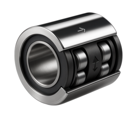 High-speed linear bearing with a low-friction cage for rapid motion in a textile production facility