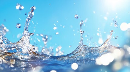 Water splashes against a bright blue sky