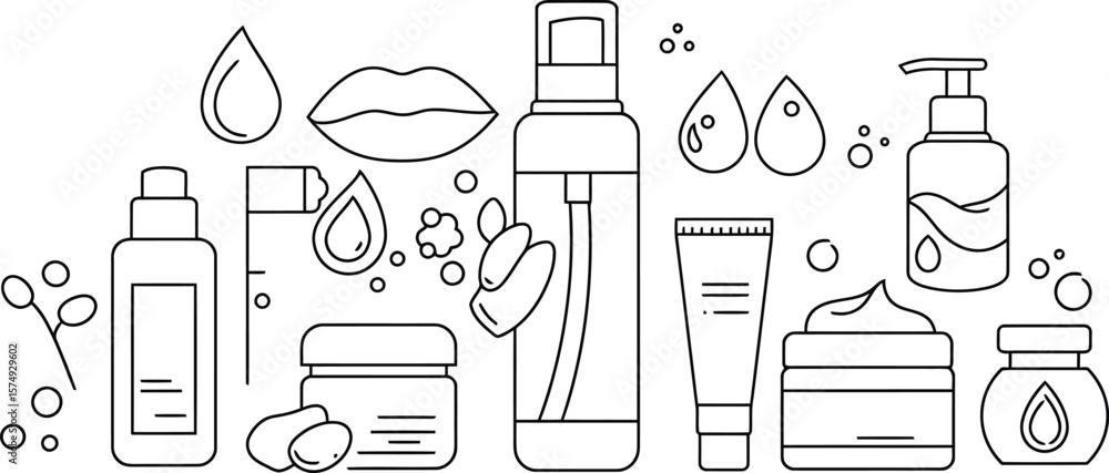 Aufkleber minimalist skincare routine vector