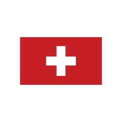 Obraz premium A rectangular swiss flag with a white cross centered on a red background in a simple vector image