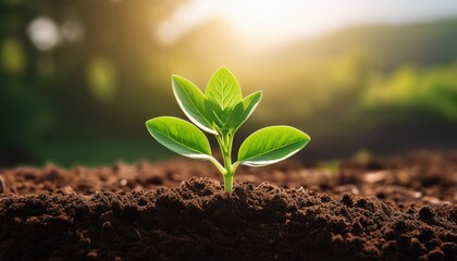 green plant sprouting from soil symbolizing growth and sustainability in nature