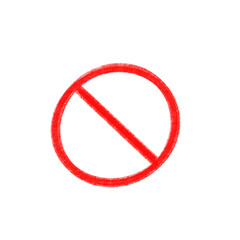 Red Hand-Drawn Prohibited Sign – No Entry Circle Symbol on White Background