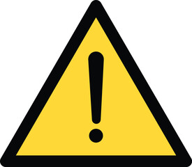 Yellow triangle warning sign with black exclamation mark isolated on transparent background
