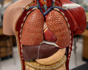 Anterior View Of Human Torso Showing Lungs