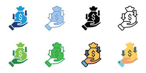 Revenue Stream Icons Set Vector Multiple Style Collection