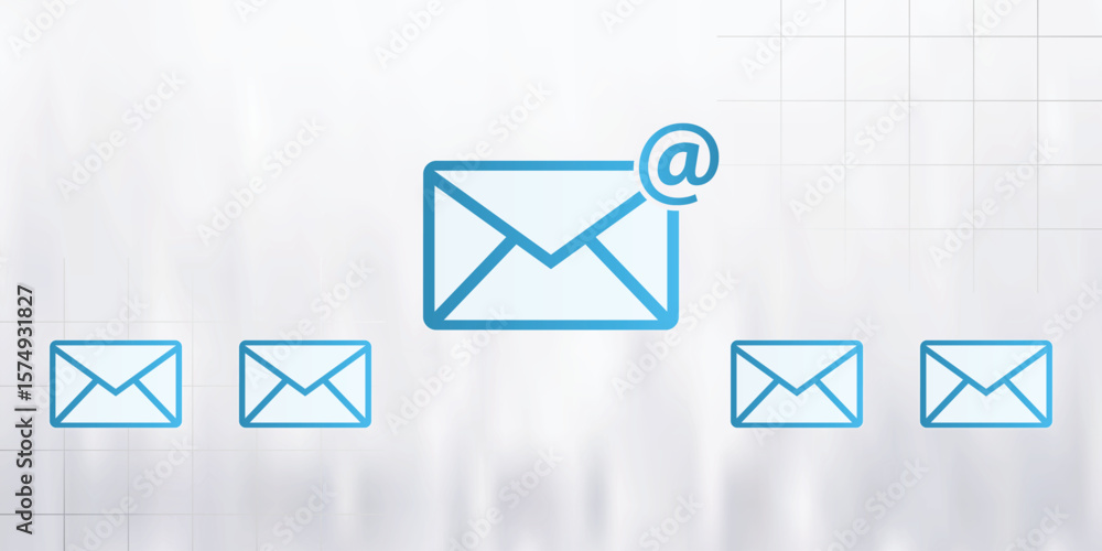 Poster email icon and envelope symbol for web and business communication