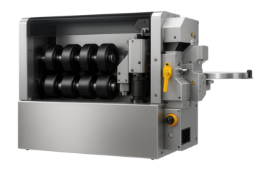 High-speed edge banding machine with a synchronized feed system and pre-milling unit for mass production environments.