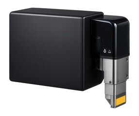 Industrial inkjet printer with a side-mount print head and solvent-resistant casing for printing on plastic containers in a household goods factory