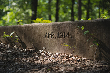 A curb on a road dated to 1914.