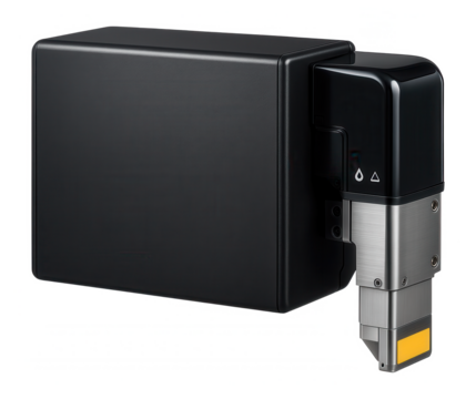 Industrial inkjet printer with a side-mount print head and solvent-resistant casing for printing on plastic containers in a household goods factory