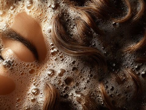 Vivid Detail of Afro Hair Hydration with Soapy Water