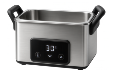 Ultrasonic laboratory cleaner with a rectangular shape and precise temperature adjustment for biological research labs.