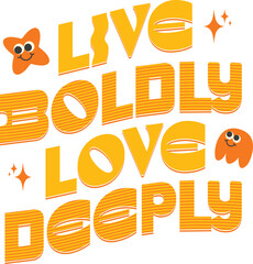 Bold colorful typography t shirt design with playful characters orange