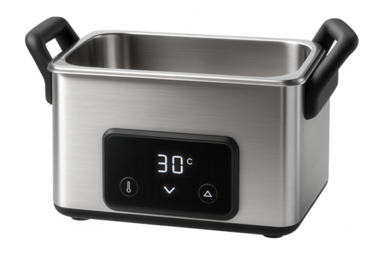 Ultrasonic laboratory cleaner with a rectangular shape and precise temperature adjustment for biological research labs.