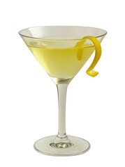Elegant Yellow Cocktail Garnished With a Twist of Lemon Showcasing Refined Mixology Skills