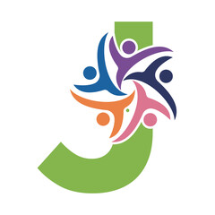 Initial Charity Logo combine with letter J vector template