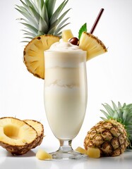 Refreshing Tropical Drink Served With Fresh Pineapple and Creamy Topping at a Summer Gathering
