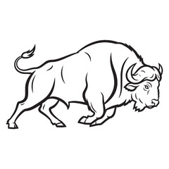 Imposing Buffalo Presence - Buffalo vector - Buffalo Line art - Buffalo Drawing - Vector Lineart of Buffalo - Buffalo illustration - raw strength

