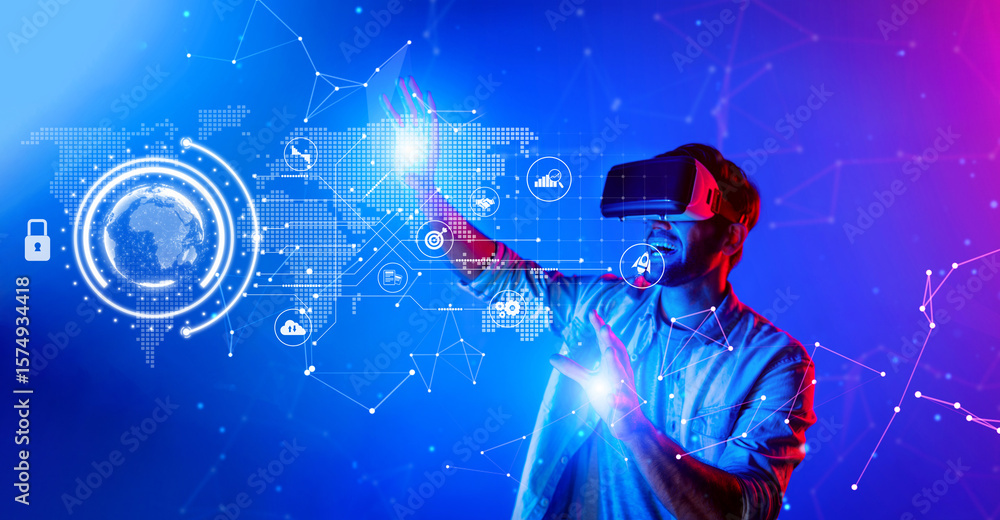 Poster explore the innovative intersection of virtual reality and data analytics in enhancing financial pla