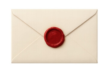 Confidential red-waxed envelope sealed tightly, signaling private communication against transparent backdrop