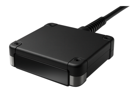 Eddy current array probe with a flat, rectangular configuration for rapid scanning of large surfaces in bridge maintenance.