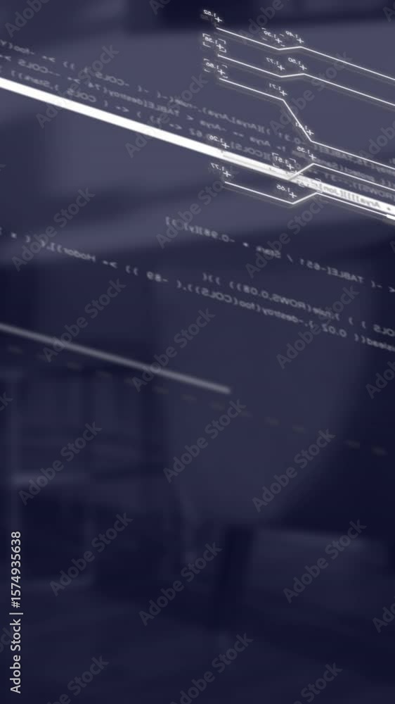 Aufkleber animation of statistics and financial data processing over office