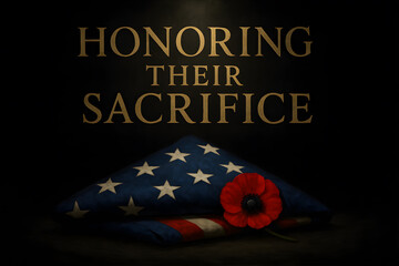 Memorial day honoring sacrifice american flag and poppy remembrance day