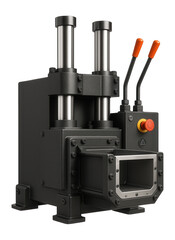 Hydraulic metal briquetter with a reinforced steel body for heavy-duty operations in a steel fabrication workshop